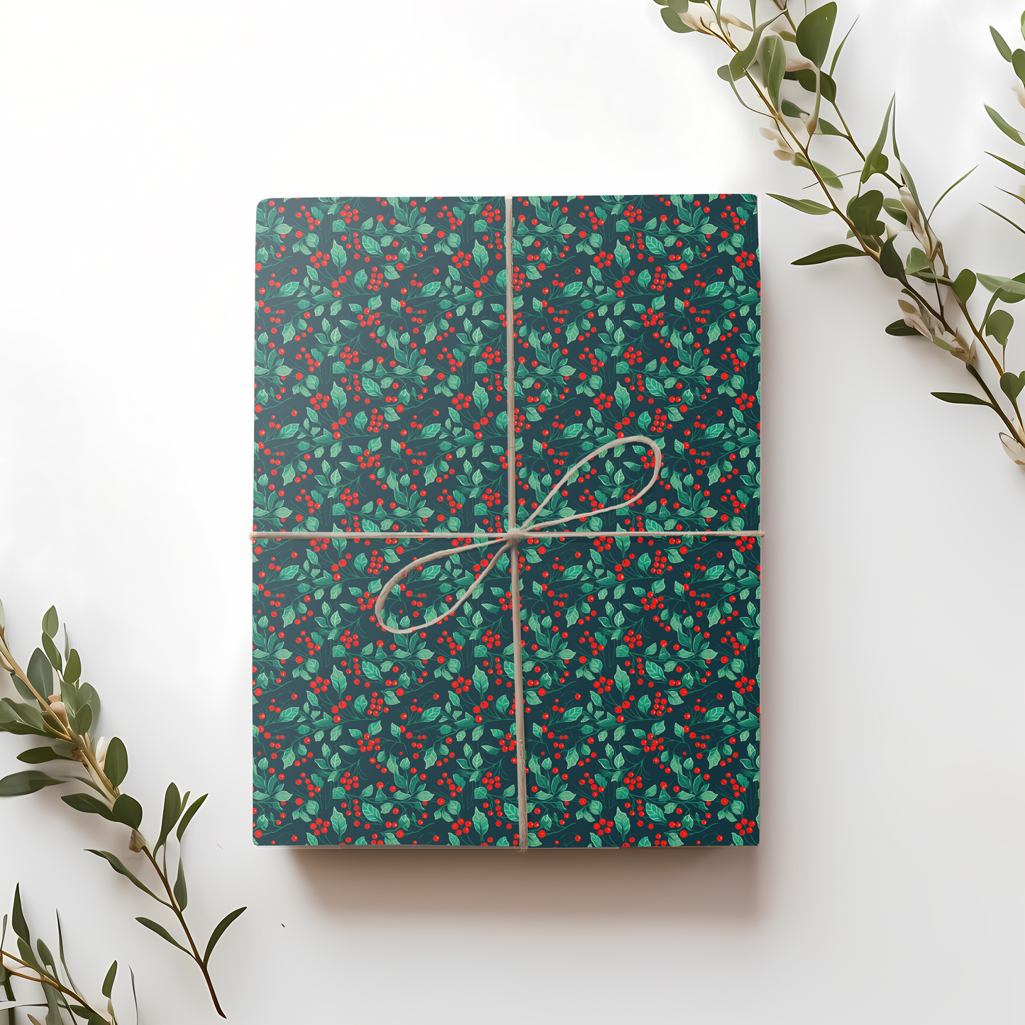 Festive Berry & Leaf Gift Wrap