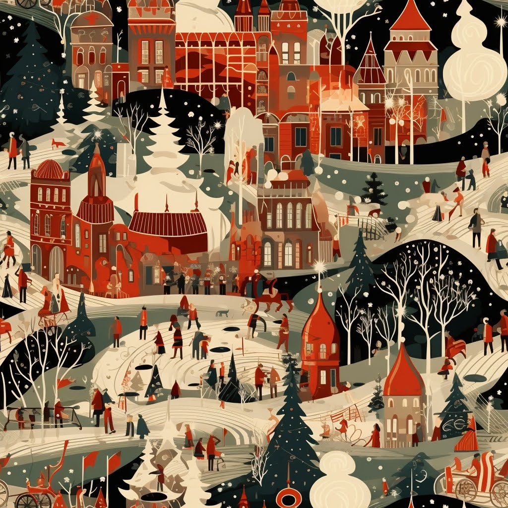 Festive Winter Town Gift Wrap