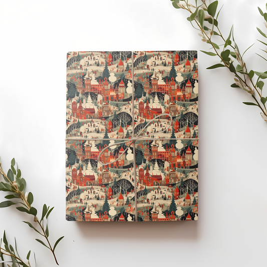 Festive Winter Town Gift Wrap