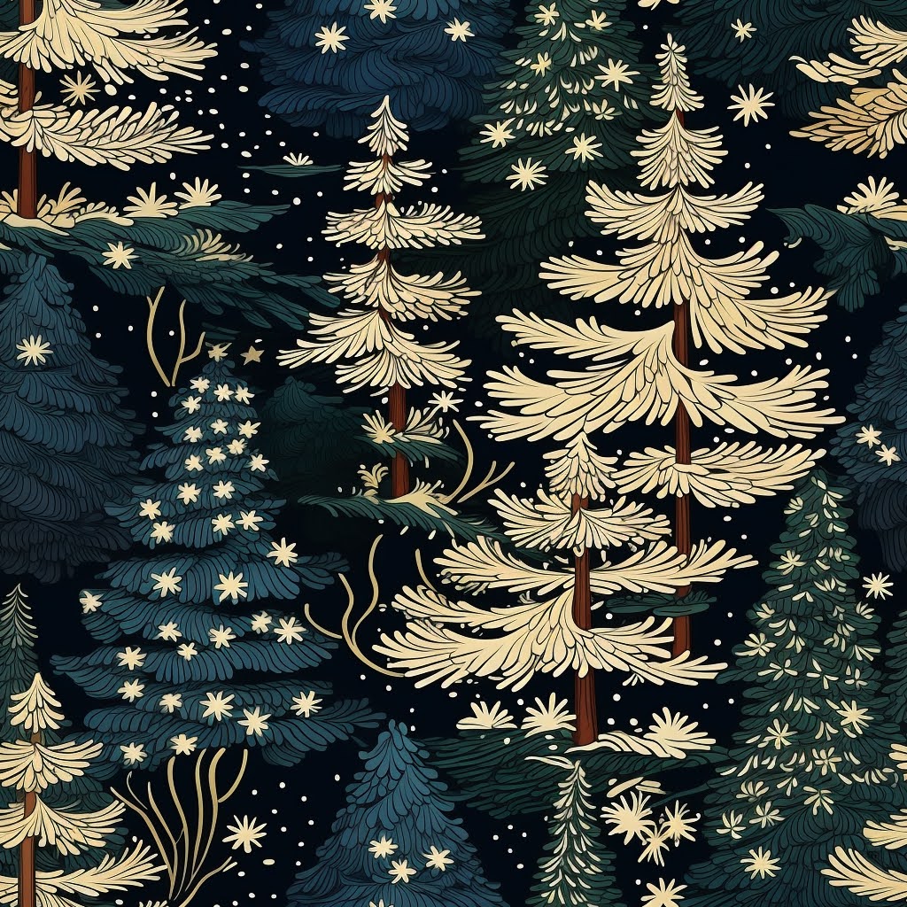 Starry Night Pine Forest Gift Wrap