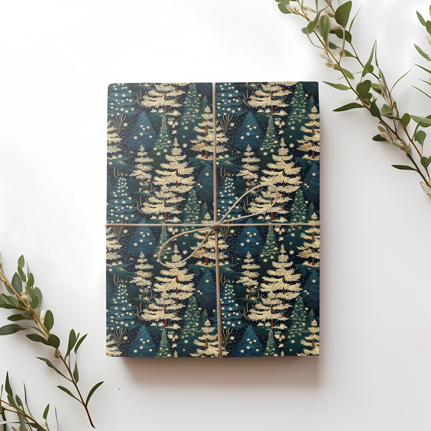 Starry Night Pine Forest Gift Wrap