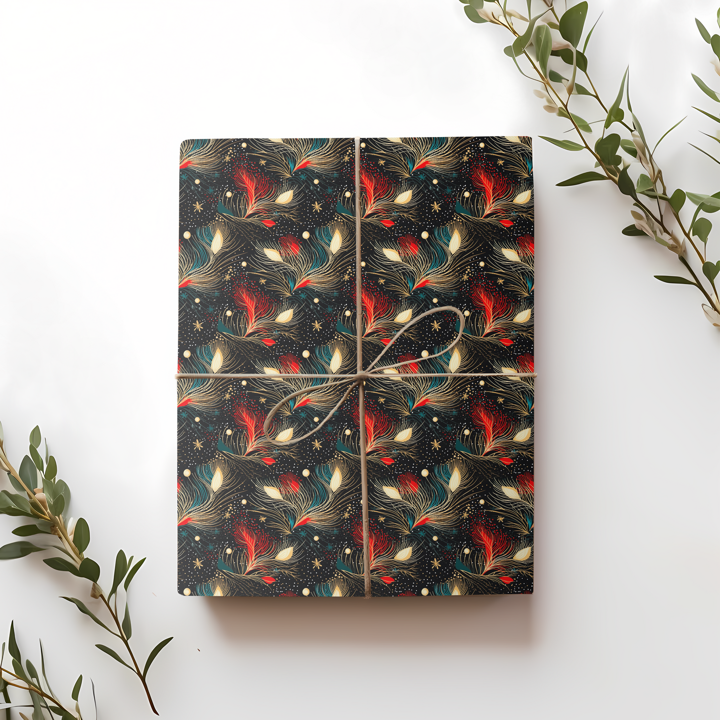 Vibrant Peacock Feather Elegance Gift Wrap