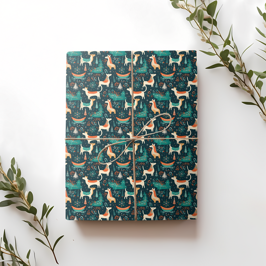 Whimsical Canine Woodland Gift Wrap