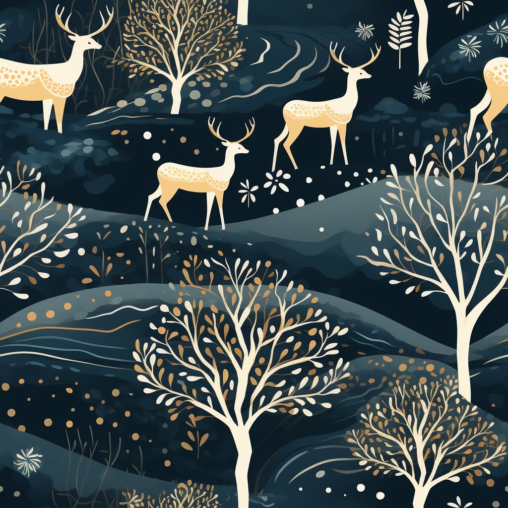 Winter Deer Landscape Gift Wrap